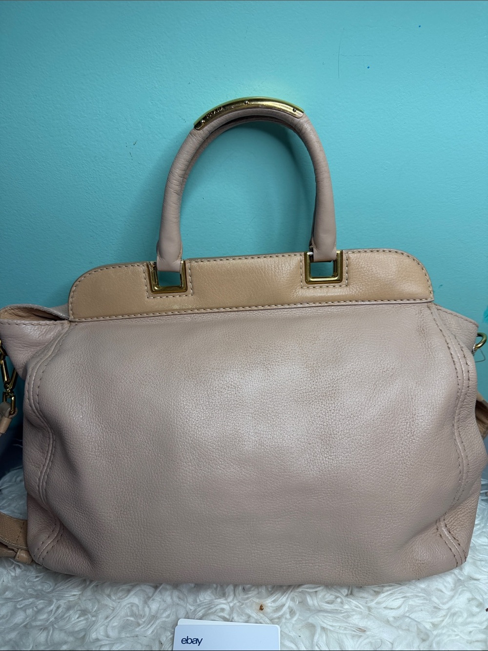 Prada BN CERVO SABBIA Large Soft Creame -Beige Leather Shoulder Satchel - Picture 3 of 17